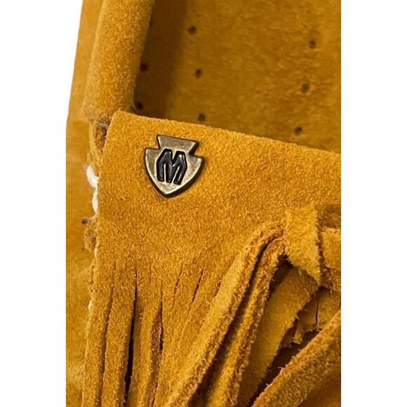 Minnetonka Suede Moc Boat Shoes - Kilty Plus, Saffron Gold, Size 11 - Picture 3 of 9